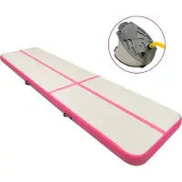 The Living Store Fitnessmat - Gymnastiekmat - Gymnastiekmat met pomp opblaasbaar 700x100x15 cm PVC roze - Yogamat - Pvc Mat - Opblaasbare Mat