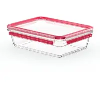 EMSA N1041100 Clip and Close Glazen Vershoudbewaarbakje 2L 11.8x6.9 cm 19.7x8 cm Rood