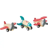 Small Foot - Houten Pull-back Vliegtuigen, Set van 3