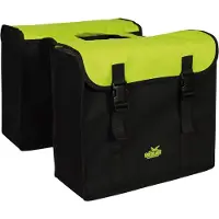 Polydaun dubbele tas, zwart-groen. afmeting 38x34x13cm. totaalinhoud 35l