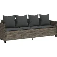 vidaXL - Ligbed - met - kussen poly - rattan - grijs