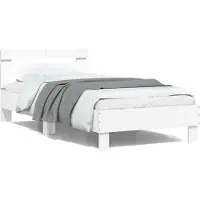 vidaXL Bedframe met hoofdbord bewerkt hout wit 100x200 cm