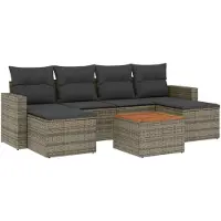 vidaXL 7-delige Loungeset met kussens poly rattan grijs