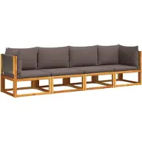vidaXL 4-delige tuinbankset met kussens acaciahout & touw