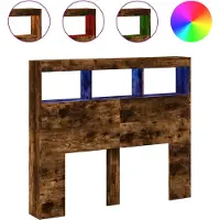 vidaXL Hoofdbordkast met LED-verlichting 120x17x102 cm gerookt eiken