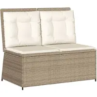 vidaXL Tuinbankje verstelbaar met kussens poly rattan beige