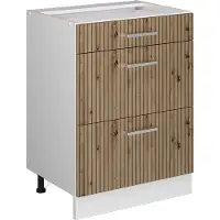 Vicco Keukenonderkast R-Line Artisanaal eiken 60 cm met laden, zonder werkblad, Model 49173
