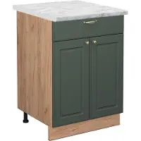 Vicco Keukenonderkast Fame-Line Groen-Goud Landhuis 60 cm met lade, WB Marmer, Model 46125
