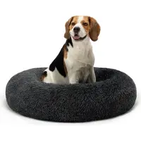 Lionto Donut hondenbed, zacht pluche & verhoogde rand 80 cm donkergrijs