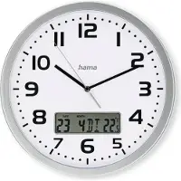 Hama DCF Wandklok Moorea - Ø 30 cm - Zilver - Met Datum en Temperatuurweergave
