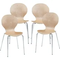 En.casa Eetkamerstoel Etne 85x48x50 cm set van 4 naturel en chroom []