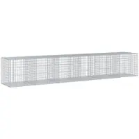 vidaXL Gabion met deksel, 600x100x100 cm, verzinkt staal