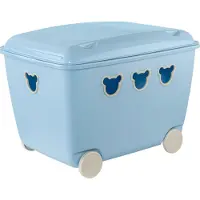BranQ Speelgoedopberger - Grote container voor speelgoeden op wielen 55L Teddy blauw