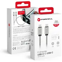 Forcell F-Energy - USB-C naar USB-C Kabel - 100W Quick Charge 4.0 - Android Auto & Apple CarPlay - 1 Meter - Zilver