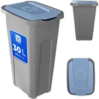 Kadax afvalbak voor het scheiden van afval, 30 liter, met deksel, blauw