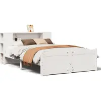 vidaXL Bed met boekenkast zonder matras grenenhout wit 150x200 cm