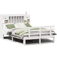 vidaXL Bed met boekenkast zonder matras grenenhout wit 160x200 cm