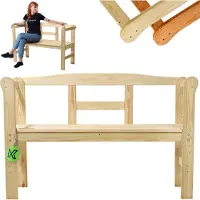 Kadax Tuinbank van hout, 119 x 44 x 76 cm, zitbank van massief hout, houten bank voor tuin, terras en balkon, weerbestendige balkonbank met rugleuning (119 cm, natuurlijk/H)