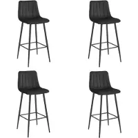 Leobert Barkrukken - 4 stuks - zwart fluweel - 104 cm hoogte