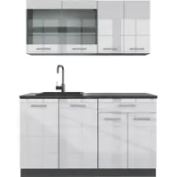 Vicco Eenpersoonskeuken R-Line Wit Hoogglans 140 cm zonder werkblad, Model 34944