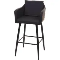 MCW Barkruk -H93, barkruk, tegenkruk, metalen voetensteun ~ kunstleer zwart