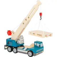 Small Foot - Houten Kraanwagen Blauw met Pallet