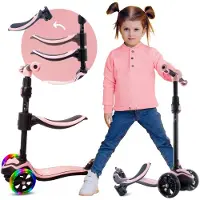 Sun baby Scooter voor kinderen met Lichtgevende Wielen van 3 jaar, Kinderstep, Driewieler, Verstelbare Hoogtes, Children's Scooter (Roze)