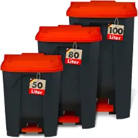 Floordirekt Olaf Afvalemmer - Afvalemmer voor Keuken en Kantoor - Afvalscheidingssysteem - Pedaalemmer met Opstapmechanisme - Rood - 50 L