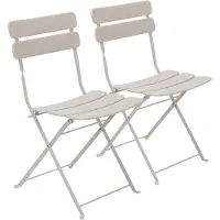 Oviala - Set van twee klapstoelen in lichtbeige staal - Annecy