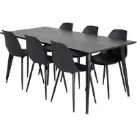 Ebuy24 Dipp180x90BLBL eethoek eetkamertafel zwart en 6 Polar eetkamerstal zwart.