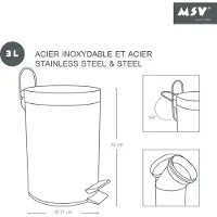 MSV Prullenbak/pedaalemmer - metaal - saffraan geel - 3 liter - 17 x 25 cm - Badkamer/toilet - Pedaalemmers