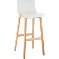 CLP Hover Barkruk - Natura houten frame - Kunststof zitting wit