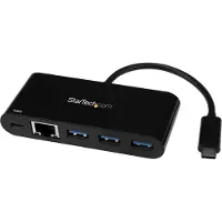 StarTech.com USB-C naar Gigabit Ethernet-adapter - STARTECH - USB 3.0 Hub - 3 USB-A poorten - Power Delivery 2.0 - Zwart