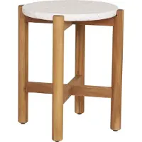 Ebuy24 Sidetable Terracina Acacia Naturel/Wit Ø37cm
