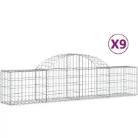 vidaXL Gabionen met boogvorm, 9 stuks, 200x30x40/60 cm, verzinkt staal