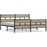 vidaXL Bedframe zonder matras metaal sonoma eikenkleur 200x200 cm