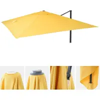 Mendler Vervangingsstof voor luxe terrasparasol HWC-A96, zonneschermhoes, vervangingshoes, 3x4m (diameter 5m), polyester, geel