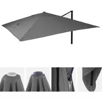 Mendler Vervangende hoes voor luxe zweefparasol -A96, parasolhoes, 3x4 m (Ø 5 m), polyester ~ antraciet