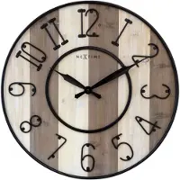 Nextime Ne-3279Br Grote Wandklok Oxford 50 Cm Hout/Zwart Metaal