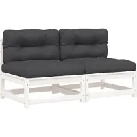 vidaXL - Tuinbanken - 2 - st - zonder - armleuningen - met - kussens - grenenhout - wit