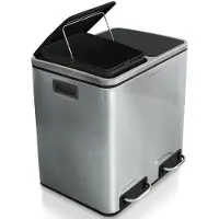 Karat Afvalbak Keuken Felix - 2 × 30 L - Roestvrij Staal - 2-Voudig Afvalscheidingssysteem - Pedaalemmer Keuken - Soft-Close & Luchtdicht - Kunststof Binnenemmer - Met Klapdeksel