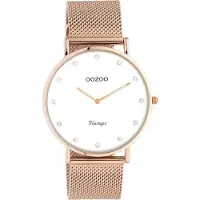 Oozoo Vintage series - rosé goudkleurige horloge met rosé goudkleurige metalen mesh armband - C20238 - Ø40