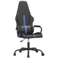 vidaXL Massage gamestoel kunstleer zwart en blauw