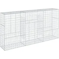 vidaXL Gabion met deksel, 300x50x150 cm, verzinkt staal