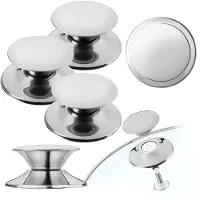 Kadax Potdekselgreep, vuurvaste dekselknop van kunststof en roestvrij staal, universele handgreep voor potdeksel, dekselknop voor glazen deksel (3 stuks, zilver)