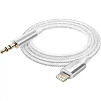 Swissten Lightning Hulpkabel 3. 5 mm Nylon gevlochten 1,5m, Wit