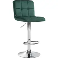 CLP Peru Barkruk - Met rugleuning - Voetsteun - Fluweel - Velvet - chroom/groen