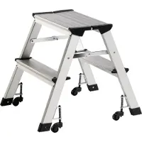Industrial Quality Supplies Opstaptrapje 2 treden - 45cm hoog op wieltjes - alumini