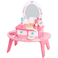 Tooky Toy roze houten make-up kaptafel met spiegel
