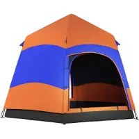 Outsunny Tent Quick-Up 5 personen dubbele wand outdoor waterdicht incl. klamboe 280 x 280 x 170 cm